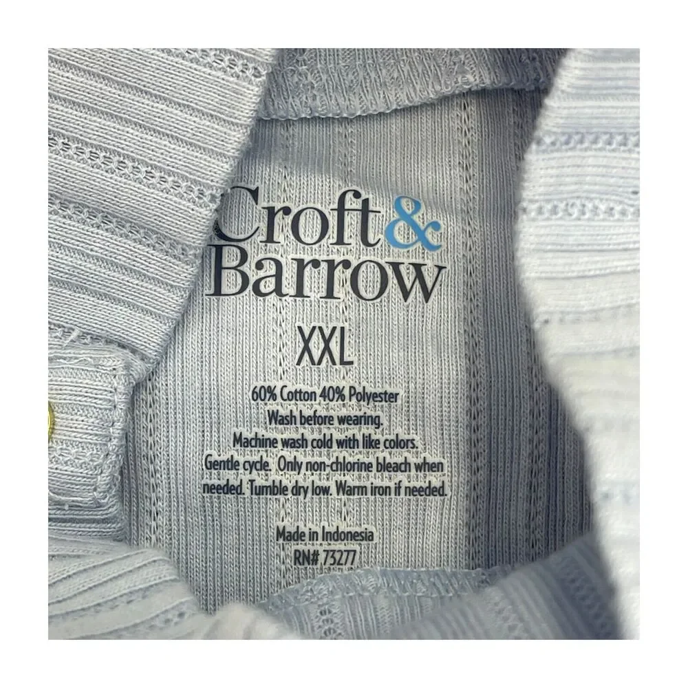 Croft & Barrow Top Women's 2XL Gray Cotton Long Sleeve Button Mock Neck Preppy - Picture 2 of 7